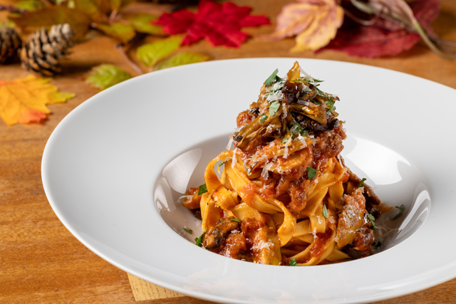Homemade fettuccine, porcini and Italian mushroom