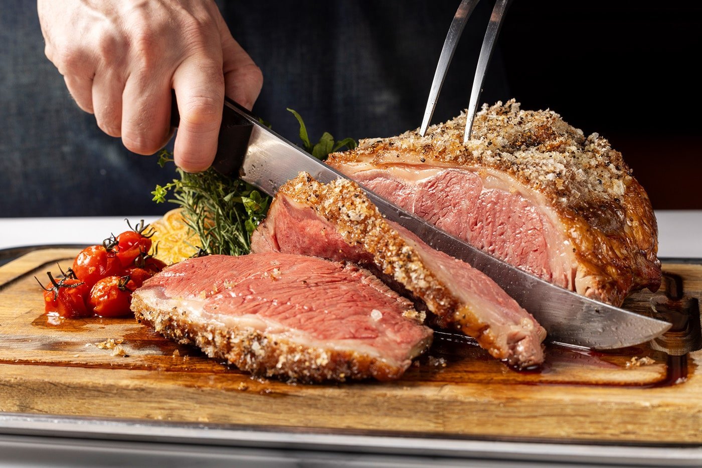 The Oak Door Holiday Brunch 2024 Roast Beef Cutting