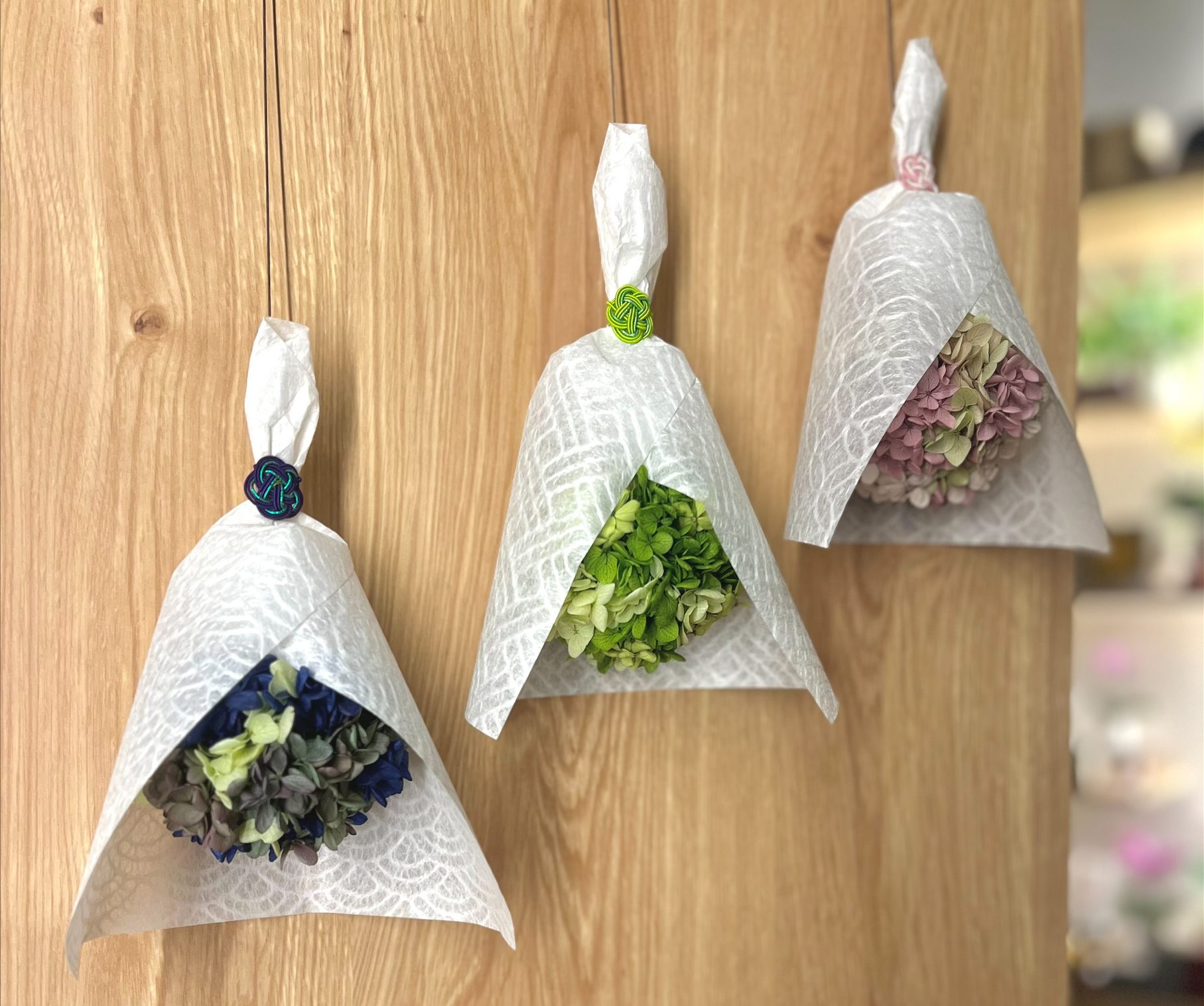 紫陽花のお守り ミニスワッグ